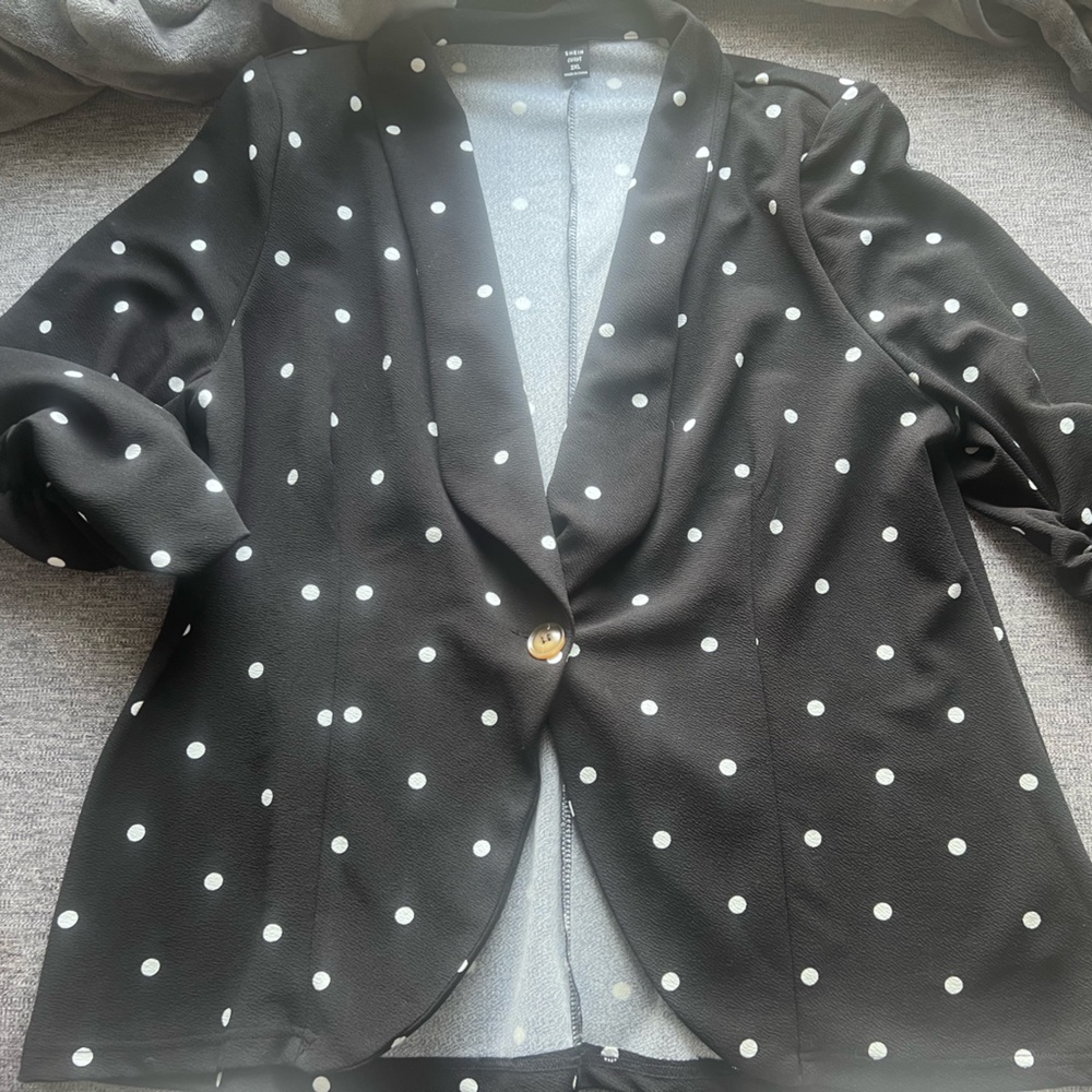 SHEIN Curve black polka dot blazer in size XXL